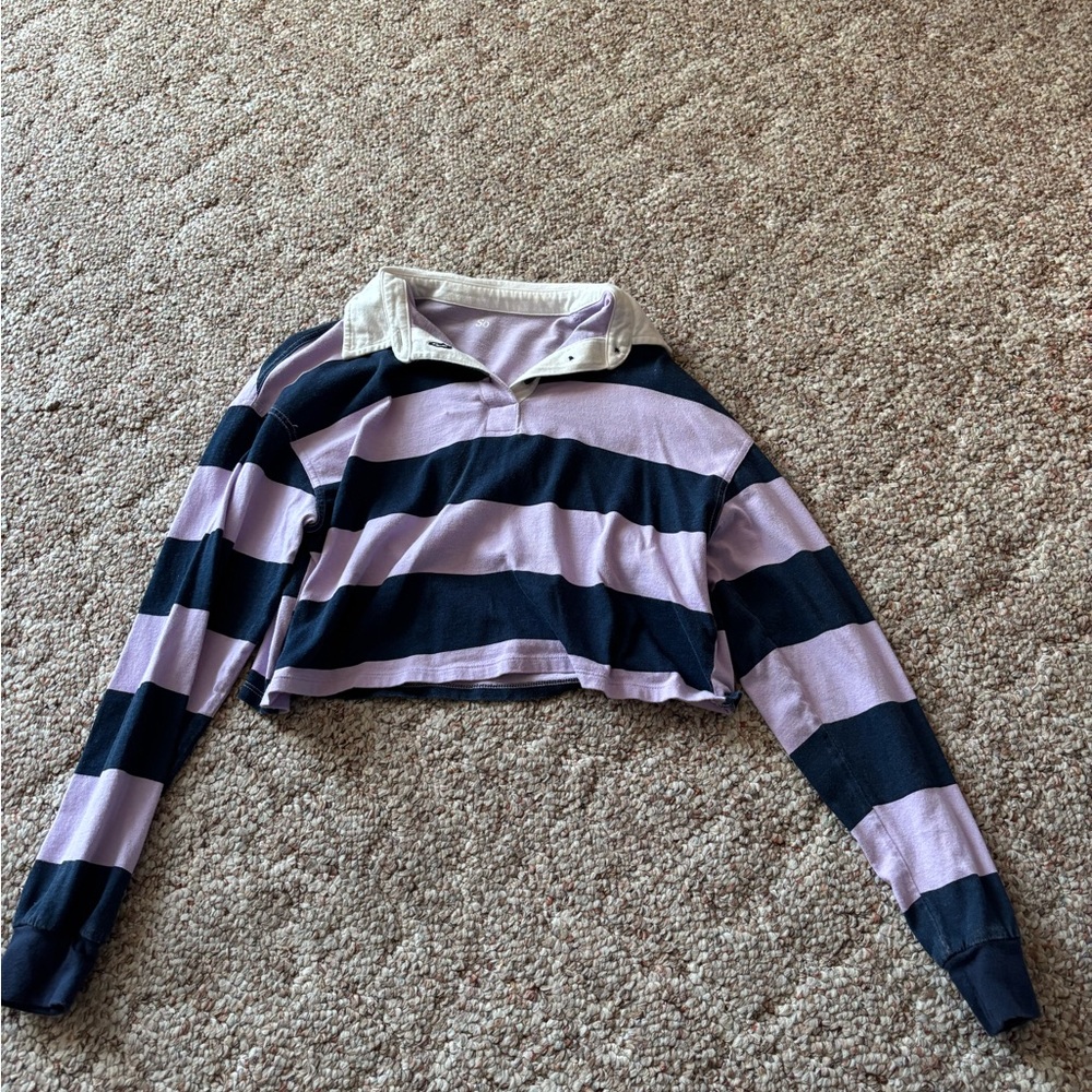 Striped Long Sleeve Crop Top